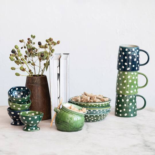 Hello Honey® 14oz. Green Polka Dot Ceramic Mugs, 12ct.